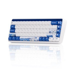 Akko JIN01 Santorini 65% Mechanical Keyboard RGB 2.4G Wireless/Bluetooth/Wired Hot Swappable Gasket Mounted Aluminum Gaming Keyboard with PBT Dye-Sub Keycaps for Mac & Win（Rosewood Switch, White