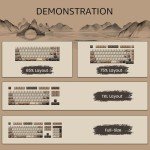 Akko PBT Keycaps Set, Mountain Seclusion Cherry Profile 140-Key PBT Keycaps for Mechanical Keyboards
