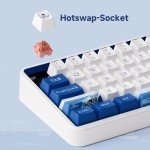 Akko JIN01 Santorini 65% Mechanical Keyboard RGB 2.4G Wireless/Bluetooth/Wired Hot Swappable Gasket Mounted Aluminum Gaming Keyboard with PBT Dye-Sub Keycaps for Mac & Win（Rosewood Switch, White