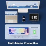 Akko JIN01 Santorini 65% Mechanical Keyboard RGB 2.4G Wireless/Bluetooth/Wired Hot Swappable Gasket Mounted Aluminum Gaming Keyboard with PBT Dye-Sub Keycaps for Mac & Win（Rosewood Switch, White