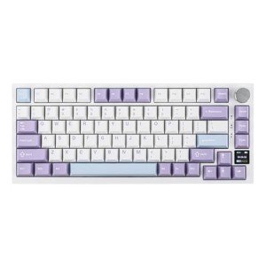 EPOMAKER Ajazz AK820 Pro 75% Mechanical Keyboard, Gasket-Mounted Gaming Keyboard with TFT Smart Display&Knob, Bluetooth 5.1/2.4G Wireless/Type-C Wired Custom Keyboard (Purple, Flying Fish Switch)