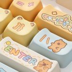 Akko PBT Keycaps Set, Capybara Keycap Mao Profile 142-Key Keycaps for Mechanical Keyboards
