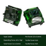 MONSGEEK Heavy Linear Switches Mechanical Gaming Keyboard Switch 5-Pin Green Fog Switch with LED Diffuser Pre-Lubed 60gf