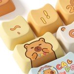 Akko PBT Keycaps Set, Capybara Keycap Mao Profile 142-Key Keycaps for Mechanical Keyboards