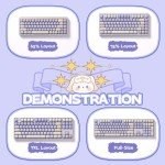 Akko PBT Keycap Set, Magic Lop Bunny Keycap Set MOG Profile 146-Key Keycaps for Mechanical Keyboards