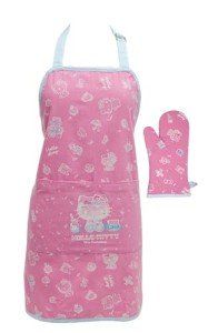 Handstand Kitchen Hello Kitty Commemorative 50th Anniversary Print 28" Adult Apron and Oven Mitt Set