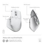 Logitech MX Master 3S for Mac - Wireless Bluetooth Mouse with Ultra-Fast Scrolling, Ergo, 8K DPI, Quiet Clicks, Track on Glass, Customization, USB-C, Apple, iPad - Pale Grey