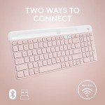 Logitech K585 Multi-Device Slim Wireless Keyboard, Built-in Cradle for Device; for Laptop, Tablet, Desktop, Smartphone, Win/Mac, Bluetooth/Receiver, Compact, Easy Switch, 24 Month Battery - Rose