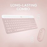 Logitech MK470 Slim Wireless Keyboard and Mouse Combo - Modern Compact Layout, Ultra Quiet, 2.4 GHz USB Receiver, Plug n' Play Connectivity, Compatible with Windows - Rose