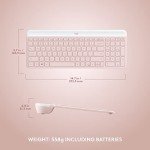 Logitech MK470 Slim Wireless Keyboard and Mouse Combo - Modern Compact Layout, Ultra Quiet, 2.4 GHz USB Receiver, Plug n' Play Connectivity, Compatible with Windows - Rose
