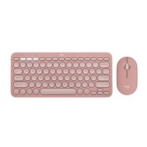 Logitech Pebble 2 Combo, Wireless Keyboard and Mouse, Quiet and Portable, Customizable, Logi Bolt, Bluetooth, Easy-Switch for Windows, macOS, iPadOS, Chrome - Tonal Rose