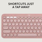 Logitech Pebble 2 Combo, Wireless Keyboard and Mouse, Quiet and Portable, Customizable, Logi Bolt, Bluetooth, Easy-Switch for Windows, macOS, iPadOS, Chrome - Tonal Rose