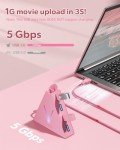 JoyReken 4-Port USB 3.0 Hub, FlyingVHUB Vertical Data USB Hub with 2 ft Extended Cable, for Mac, PC, Xbox One, PS4, PS5, iMac, Surface Pro, XPS, Laptop, Desktop, Flash Drive, Mobile HDD(Pink)