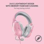 Razer BlackShark V2 X Gaming Headset: 7.1 Surround Sound - 50mm Drivers - Memory Foam Cushions - for PC, PS4, PS5, Switch - 3.5mm Audio Jack - Quartz Pink