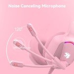 Gaming Headset with Microphone for Pc, Xbox One Series X/s, Ps4, Ps5, Switch, Stereo Wired Noise Cancelling Over-Ear Headphones with Mic, RGB, for Computer, Laptop, Mac, Nintendo, Gamer (Pink)