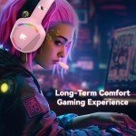 Gaming Headset with Microphone for Pc, Xbox One Series X/s, Ps4, Ps5, Switch, Stereo Wired Noise Cancelling Over-Ear Headphones with Mic, RGB, for Computer, Laptop, Mac, Nintendo, Gamer (Pink)
