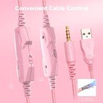 Gaming Headset with Microphone for Pc, Xbox One Series X/s, Ps4, Ps5, Switch, Stereo Wired Noise Cancelling Over-Ear Headphones with Mic, RGB, for Computer, Laptop, Mac, Nintendo, Gamer (Pink)