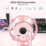 MAONO XLR/USB Dynamic Microphone Kit, RGB Gaming Mic with Software, Mute, Gain Knob, Volume Control, Boom Arm for Streaming, Podcasting, Voice-Over, Recording-PD200XS Pink