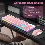 Gaming Keyboard and Mouse Combo, K1 RGB LED Backlit Keyboard with 104 Keys Computer PC Gaming Keyboard for PC/Laptop (Pink)