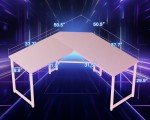 Casaottima L Shaped Gaming Desk, Corner Desk Gaming Table for Home Office, Computer Desk Sturdy Writing Workstation for Small Space, Easy to Assemble, 51 inch, Carbon Fiber Surface, Pink