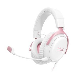 HyperX Cloud III – Wired Gaming Headset, PC, PS5, Xbox Series X|S, Angled 53mm Drivers, DTS, Memory Foam, Durable Frame, Ultra-Clear 10mm Mic, USB-C, USB-A, 3.5mm – Pink