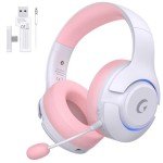 Gtheos Wireless Gaming Headset for PS5, PS4, Elden Ring, PC, Mac, Switch, Bluetooth 5.3 Gaming Headphones with Noise Canceling Microphone, 45H Battery, RGB Light, Pink