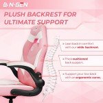 N-GEN Video Gaming Computer Chair Ergonomic Desk Office Chair for Adults with Lumbar Support Flip-Up Arms Adjustable Height Swivel Wheels PU Leather Executive Design for Home and Office (Pink)