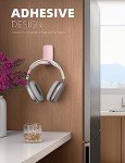 Lamicall Headphone Stand, Sticky Headset Hanger - Adhesive Headphone Holder Hook Mount, Headset Stand Holder Clip Under Desk, Earphone Clamp for Airpods Max, HyperX, Sennheiser, Pink