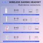 Gtheos Wireless Gaming Headset for PS5, PS4, Elden Ring, PC, Mac, Switch, Bluetooth 5.3 Gaming Headphones with Noise Canceling Microphone, 45H Battery, RGB Light, Pink