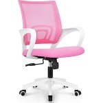 NEO CHAIR Office Chair Computer Desk Chair Gaming Ergonomic Mid Back Cushion Lumbar Support with Comfy Mesh Adjustable Swivel Rolling Home (Pink)