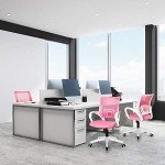 NEO CHAIR Office Chair Computer Desk Chair Gaming Ergonomic Mid Back Cushion Lumbar Support with Comfy Mesh Adjustable Swivel Rolling Home (Pink)