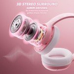 Mytrix Sakura Wireless Gaming Headset for PC, PS4, PS5, Mac, Switch, 50mm Drivers, 2.4GHz & Bluetooth Gaming Headphones with Noise Cancelling Mic, Over Ear Headphones for Xbox with Wired - Pink