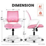 NEO CHAIR Office Chair Computer Desk Chair Gaming Ergonomic Mid Back Cushion Lumbar Support with Comfy Mesh Adjustable Swivel Rolling Home (Pink)