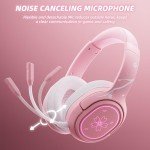 Mytrix Sakura Wireless Gaming Headset for PC, PS4, PS5, Mac, Switch, 50mm Drivers, 2.4GHz & Bluetooth Gaming Headphones with Noise Cancelling Mic, Over Ear Headphones for Xbox with Wired - Pink