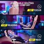 GTRACING Gaming Chair with Footrest, Ergonomic Computer Game Desk Chair, Reclining Gamer Chair Seat Height Adjustment, Swivel Rocker with Headrest and Lumbar (Pink)