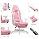 GTRACING Gaming Chair with Footrest, Ergonomic Computer Game Desk Chair, Reclining Gamer Chair Seat Height Adjustment, Swivel Rocker with Headrest and Lumbar (Pink)