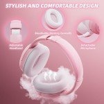 Mytrix Sakura Wireless Gaming Headset for PC, PS4, PS5, Mac, Switch, 50mm Drivers, 2.4GHz & Bluetooth Gaming Headphones with Noise Cancelling Mic, Over Ear Headphones for Xbox with Wired - Pink