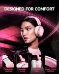 Wireless Gaming Headset, 7.1 Surround Sound, 2.4GHz USB Gaming Headphones with Bluetooth 5.4, 100H Battery, ENC Noise Canceling Mic, RGB Light, Wireless Headset for PC PS5 PS4 Mac Switch (Gray-Pink)