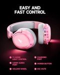 Wireless Gaming Headset, 7.1 Surround Sound, 2.4GHz USB Gaming Headphones with Bluetooth 5.4, 100H Battery, ENC Noise Canceling Mic, RGB Light, Wireless Headset for PC PS5 PS4 Mac Switch (Gray-Pink)