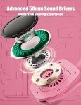 ZIUMIER Pink Gaming Headset with Detachable Cat Ears, Compatible with PS4 PS5 Xbox One PC Laptop, Over-Ear Headphones with LED Light, Noise Canceling Mic, Stereo Surround Sound