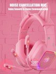 ZIUMIER Pink Gaming Headset with Detachable Cat Ears, Compatible with PS4 PS5 Xbox One PC Laptop, Over-Ear Headphones with LED Light, Noise Canceling Mic, Stereo Surround Sound