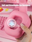 ZIUMIER Pink Gaming Headset with Detachable Cat Ears, Compatible with PS4 PS5 Xbox One PC Laptop, Over-Ear Headphones with LED Light, Noise Canceling Mic, Stereo Surround Sound