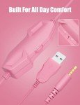 ZIUMIER Pink Gaming Headset with Detachable Cat Ears, Compatible with PS4 PS5 Xbox One PC Laptop, Over-Ear Headphones with LED Light, Noise Canceling Mic, Stereo Surround Sound