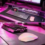 LuLabboard Wireless Gaming Mouse, Rechargeable Wireless Computer Mouse, 7-Color LED Light, Ergonomic Mouse with 6 Silent Click Buttons, 3 Adjustable 2400 DPI Wireless Mouse for Laptop,PC,Mac, Pink