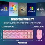 RedThunder K10 Wireless Gaming Keyboard and Mouse Combo, LED Backlit Rechargeable 3800mAh Battery, Mechanical Feel Anti-ghosting Keyboard + 7D 3200DPI Mice for PC Gamer (Pink)
