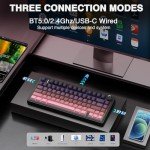 AULA F75 Pro Wireless Mechanical Keyboard,75% Gasket Hot Swappable Custom Keyboard,RGB Backlit,Pre-lubed Reaper Switches,Side Printed PBT Keycaps Mechanical Gaming Keyboards, Pink&Black