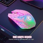 VersionTECH. Wireless Gaming Mouse, Rechargeable Computer Mouse Mice with Colorful LED Lights, Silent Click, 2.4G USB Nano Receiver, 3 Level DPI for PC Gamer Laptop Desktop Chromebook Mac-Pink