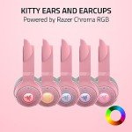 Razer Kraken Kitty V2 BT Wireless RGB Headset: Chroma RGB Kitty Ears & Earcups - Bluetooth 5.2-40 mm Drivers - Noise-Cancelling Mics - Lightweight - 40 Hr Battery w/Type C Charging - Quartz Pink
