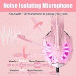 BENGOO G9000 Professional Gaming Headset for PS4, PC, Xbox One Controller, Noise Cancelling Over Ear Headphones with Mic, LED Light, Bass Surround, Soft Memory Earmuffs for Laptop Nintendo - Pink