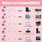 BENGOO G9000 Professional Gaming Headset for PS4, PC, Xbox One Controller, Noise Cancelling Over Ear Headphones with Mic, LED Light, Bass Surround, Soft Memory Earmuffs for Laptop Nintendo - Pink